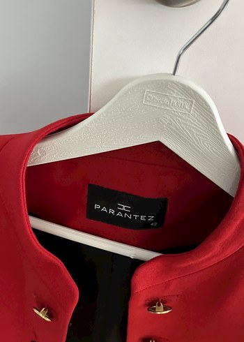 Düğmeli Kırmızı Mini Kadın Blazer - Görsel 3