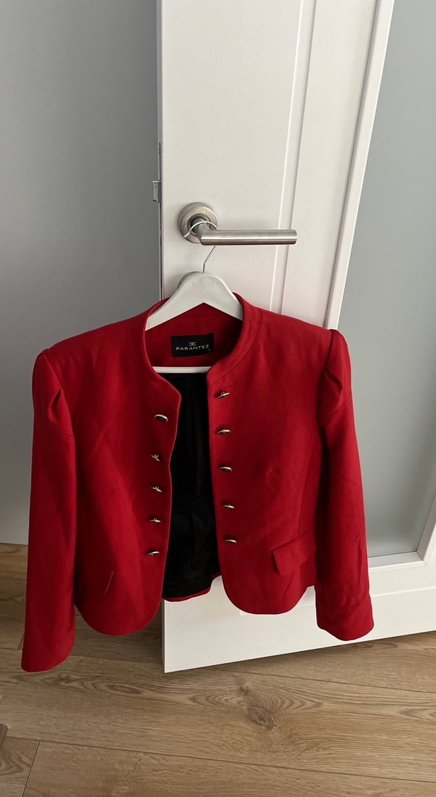 Düğmeli Kırmızı Mini Kadın Blazer - Görsel 2