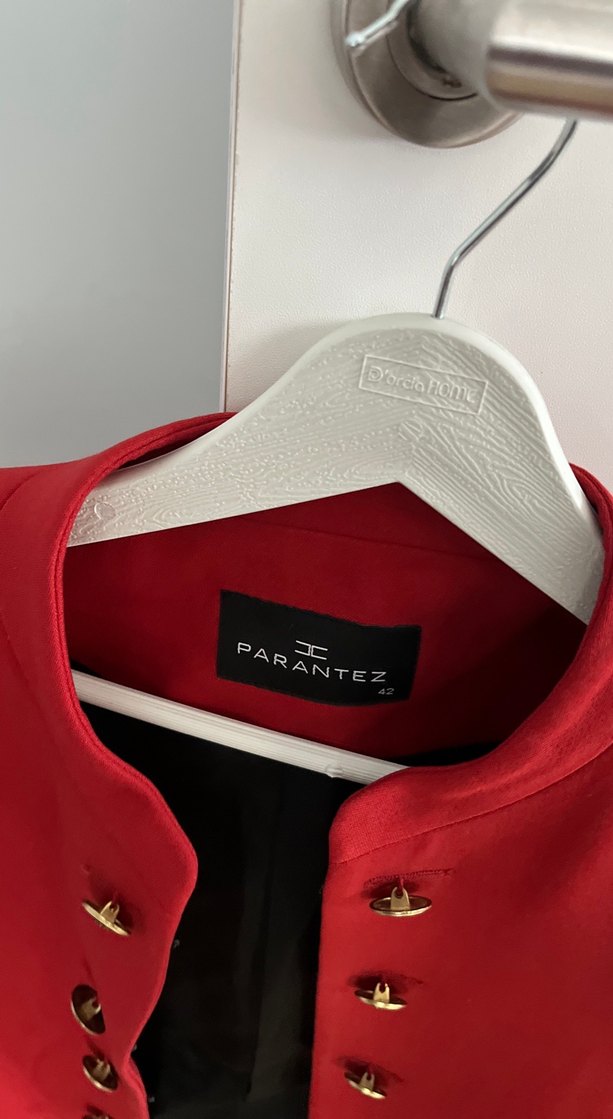 Düğmeli Kırmızı Mini Kadın Blazer - Görsel 3