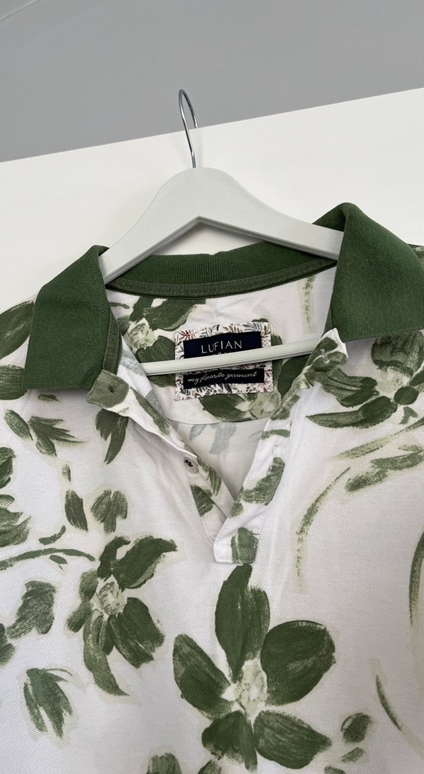 Yeşil Çiçek Desenli Erkek Polo Tişört - Görsel 2