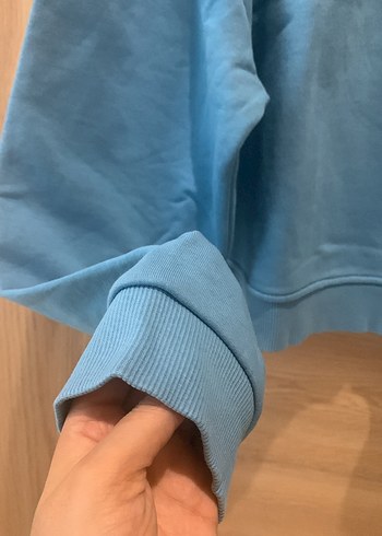 Mavi Yarım Fermuarlı Kadın #Sweatshirt - Görsel 4