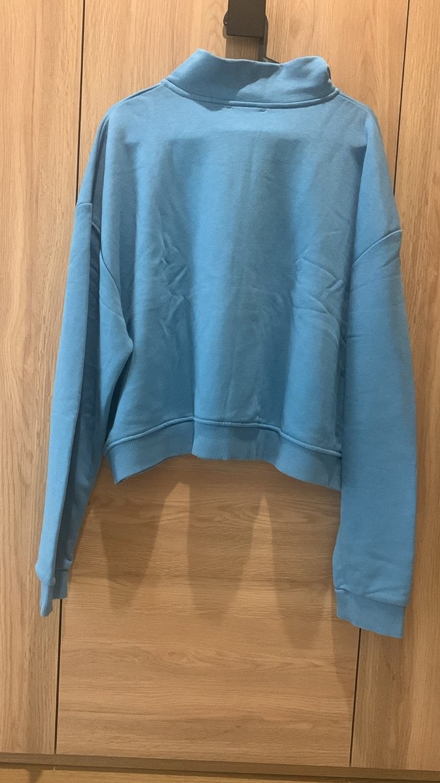 Mavi Yarım Fermuarlı Kadın #Sweatshirt - Görsel 2