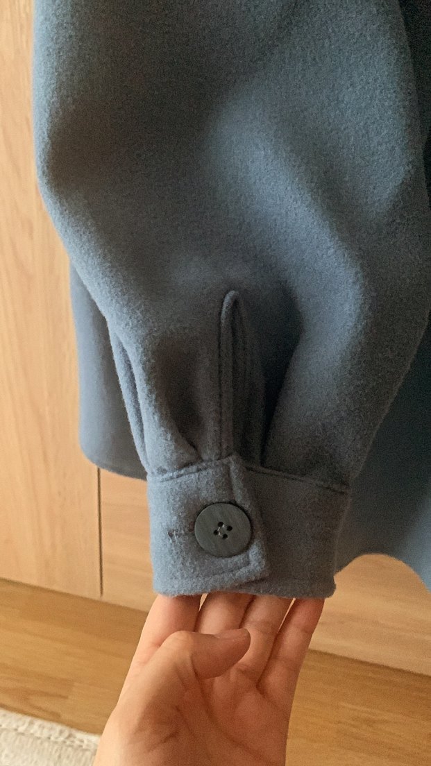 Düğmeli Mavi Midi Kadın #kaban - Görsel 4