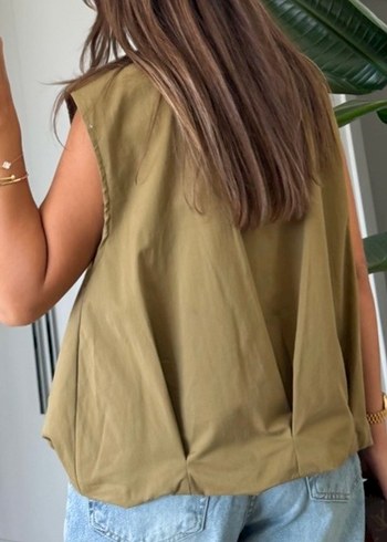 Bej Kemerli Kolsuz Midi Kadın #Yelek - Görsel 4