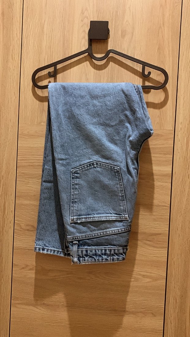 Yüksek bel orta mavi mom jean - Görsel 2