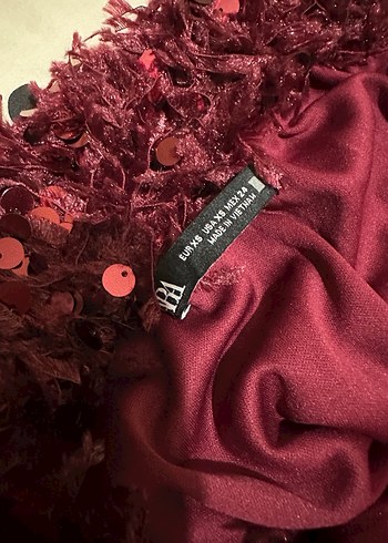 Tuylu bordo kirmizi zara ust - Görsel 5