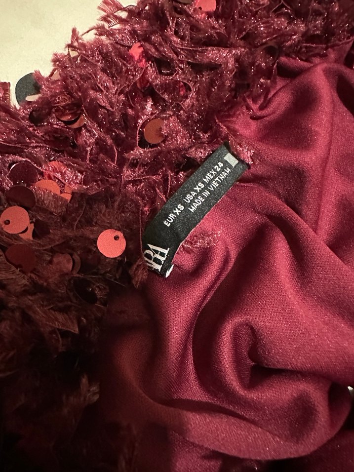 Tuylu bordo kirmizi zara ust - Görsel 5