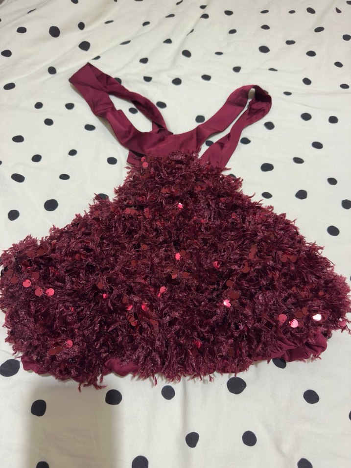 Tuylu bordo kirmizi zara ust - Görsel 3