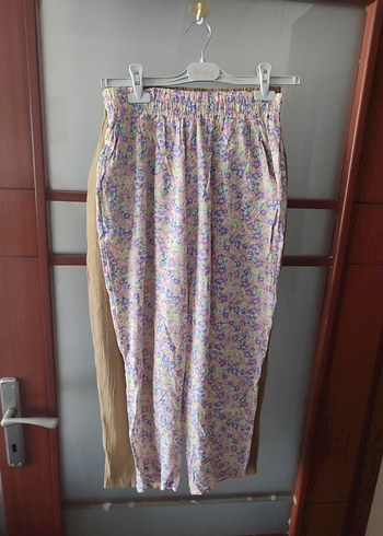 Bej Salaş Keten Midi Kadın Pantolon - Görsel 2