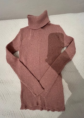 Pembe Boğazlı Triko Kadın Kazak