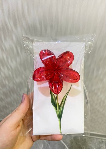 Şeffaf Kırmızı Çiçek Lotus toka