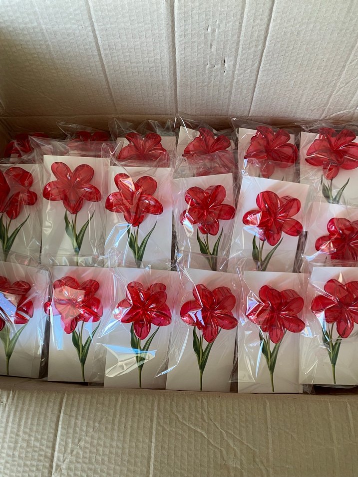 Şeffaf Kırmızı Çiçek Lotus toka - Görsel 2