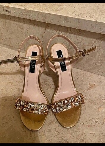 37 Beden ten rengi Renk Rose Gold abiye topuklu ayakkabı