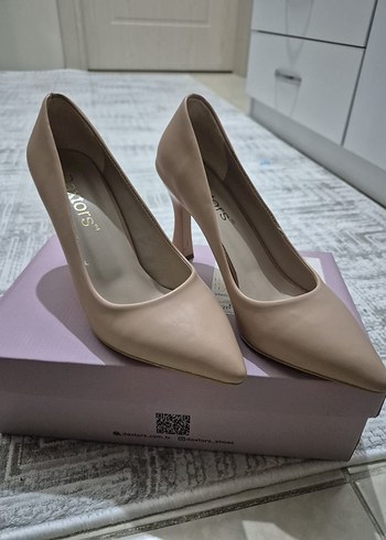 Bej Stiletto Topuklu Kadın Ayakkabı - Görsel 2