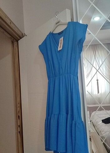 Mavi yazlık kısa elbise 