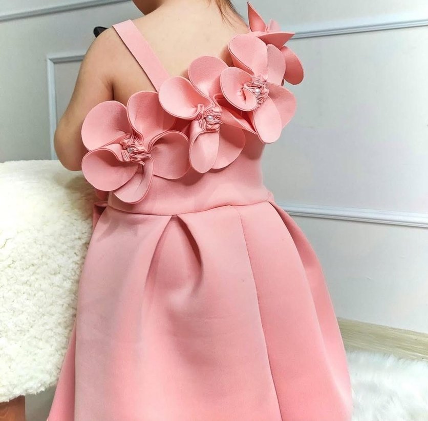 Diger Pembe Çiçekli Kolsuz Kız orkide Elbisesi - Görsel 2