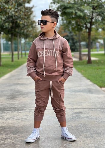 Erkek Gri Kapüşonlu Bağcıklı Batik Desenli Eşofman - Görsel 2