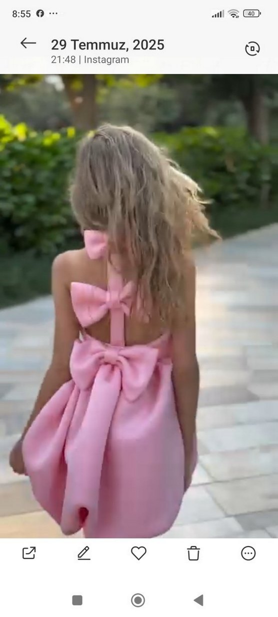 Pembe Fiyonklu Kız Çocuk Abiye Elbise - Görsel 2