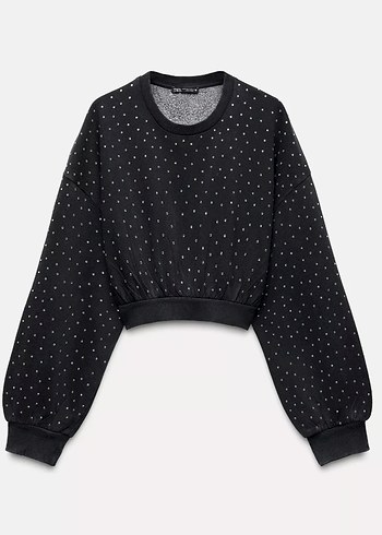 Zara taşlı sweatshirt