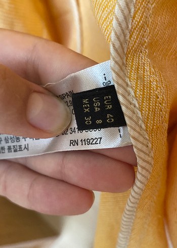 38 Beden Düğmeli Bej Keten Kadın Blazer