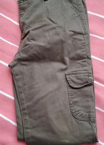 Kot Keten Asker Yeşili Kargo Pantolon - Görsel 4