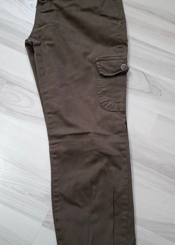 Kot Keten Asker Yeşili Kargo Pantolon - Görsel 3