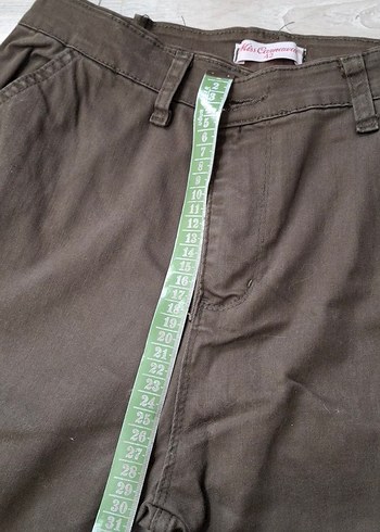 Kot Keten Asker Yeşili Kargo Pantolon - Görsel 6