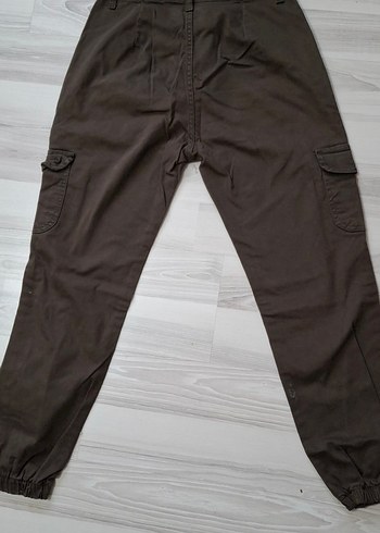 Kot Keten Asker Yeşili Kargo Pantolon - Görsel 2