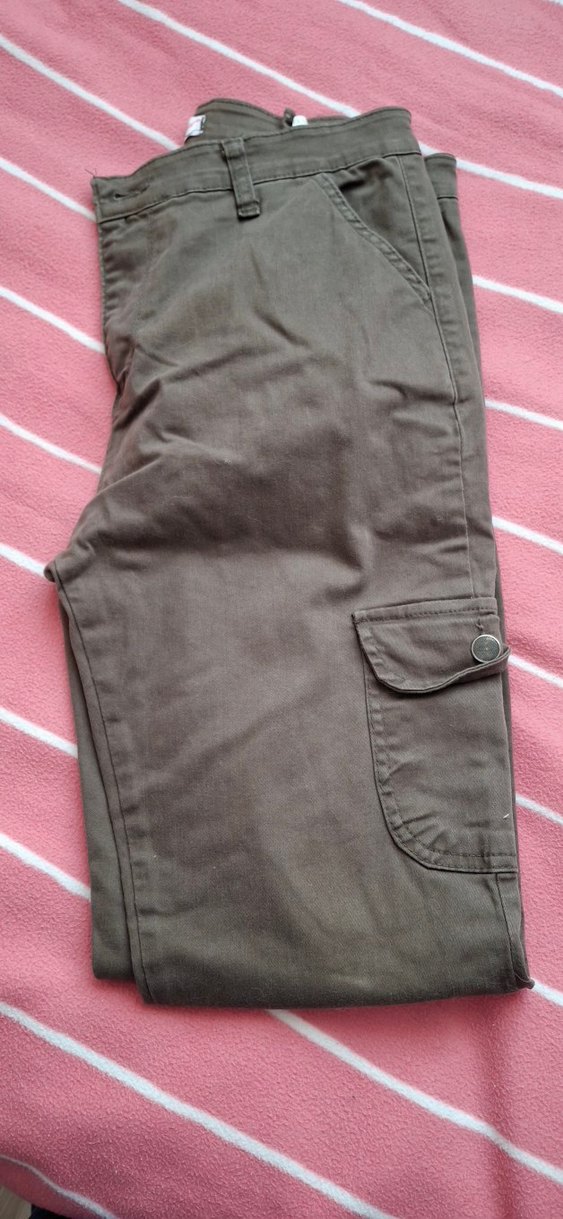 Kot Keten Asker Yeşili Kargo Pantolon - Görsel 4