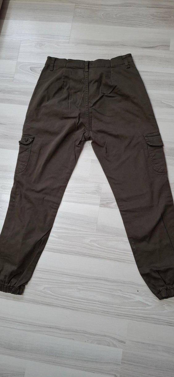 Kot Keten Asker Yeşili Kargo Pantolon - Görsel 2