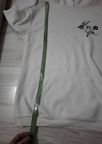 Beyaz Kapüşonlu Kadın Sweatshirt - Görsel 6