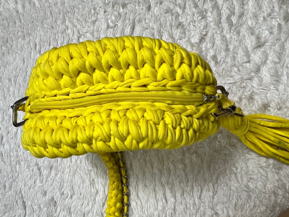 Sarı Örgü Bohem Kadın Çanta - Görsel 3