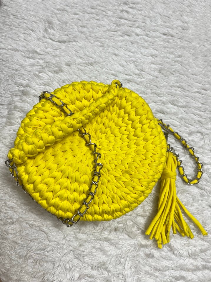 Sarı Örgü Bohem Kadın Çanta - Görsel 2
