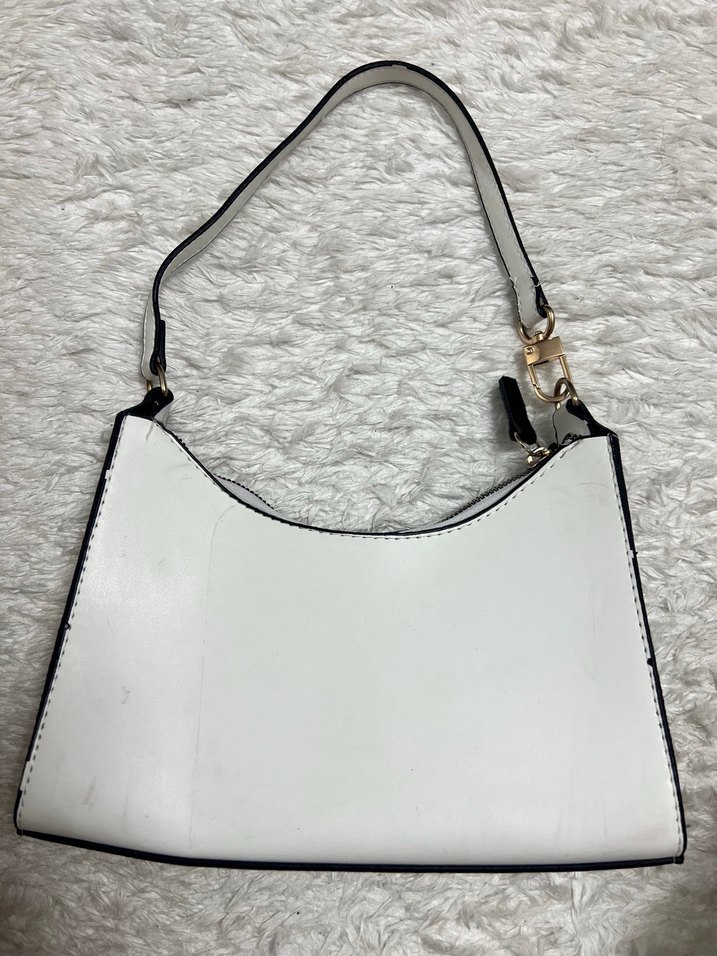 Beyaz Deri Kadın Omuz Çantası - Görsel 2