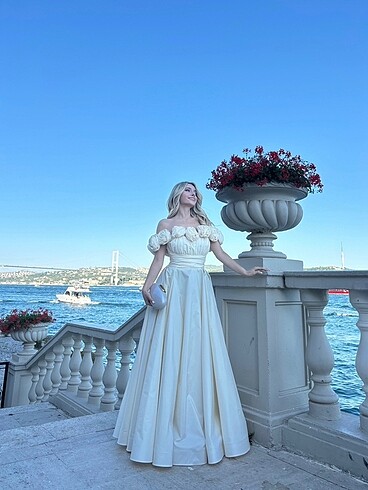 Krem rengi abiye / nişanlık
