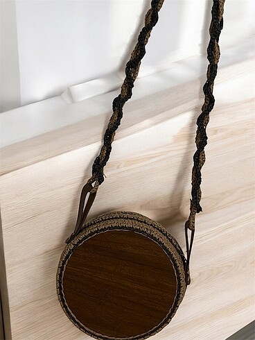 Ahşap plaka örgü çanta - Görsel 3