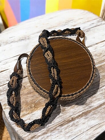 Ahşap plaka örgü çanta - Görsel 4