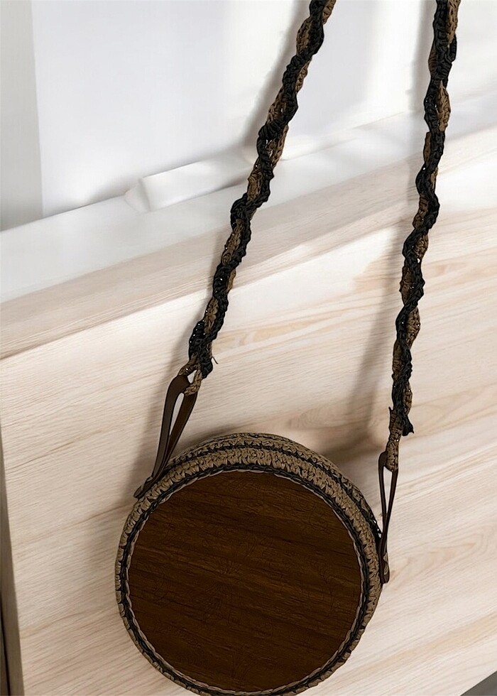 Ahşap plaka örgü çanta - Görsel 3