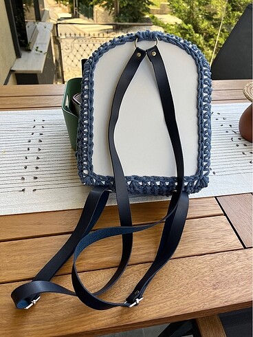 Ahşap plaka örgü sırt çantası - Görsel 2