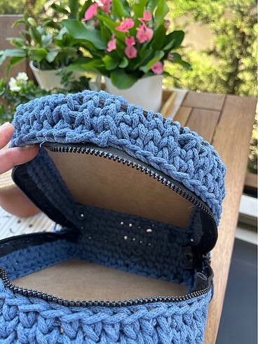 Ahşap plaka örgü sırt çantası - Görsel 4