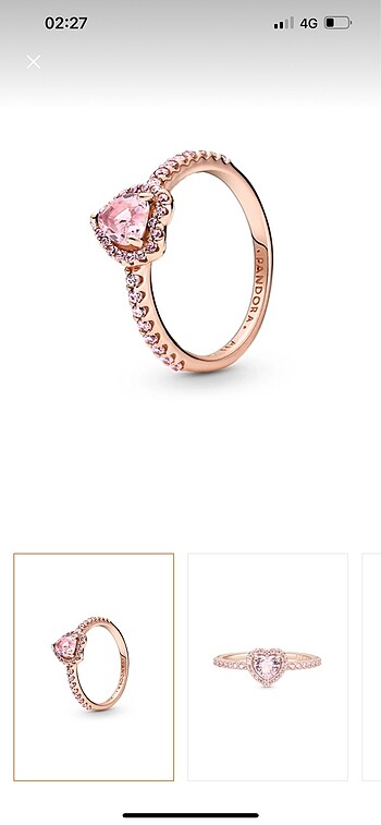 pandora pembe taşlı yüzük