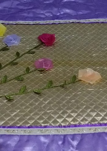 İşlemeli Parlak Mor ve Sarı Yatak Örtüsü - Görsel 3