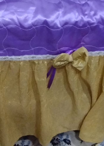 İşlemeli Parlak Mor ve Sarı Yatak Örtüsü - Görsel 4