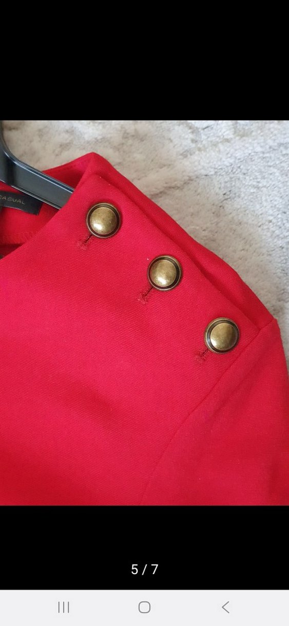 Düğmeli Kırmızı Midi Hamile Ceketi - Görsel 2