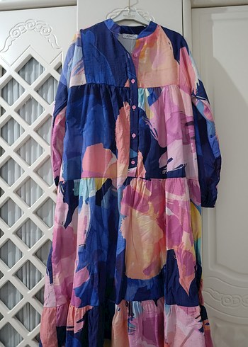 Kadın Çok Renkli Uzun Elbise - Görsel 6