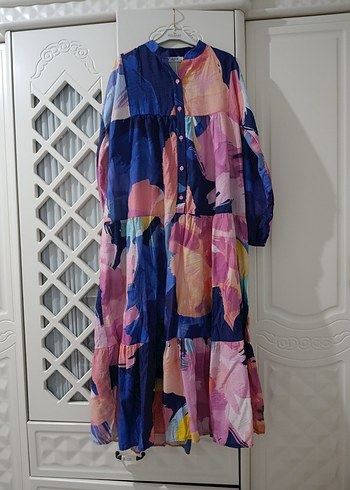 Kadın Çok Renkli Uzun Elbise - Görsel 7