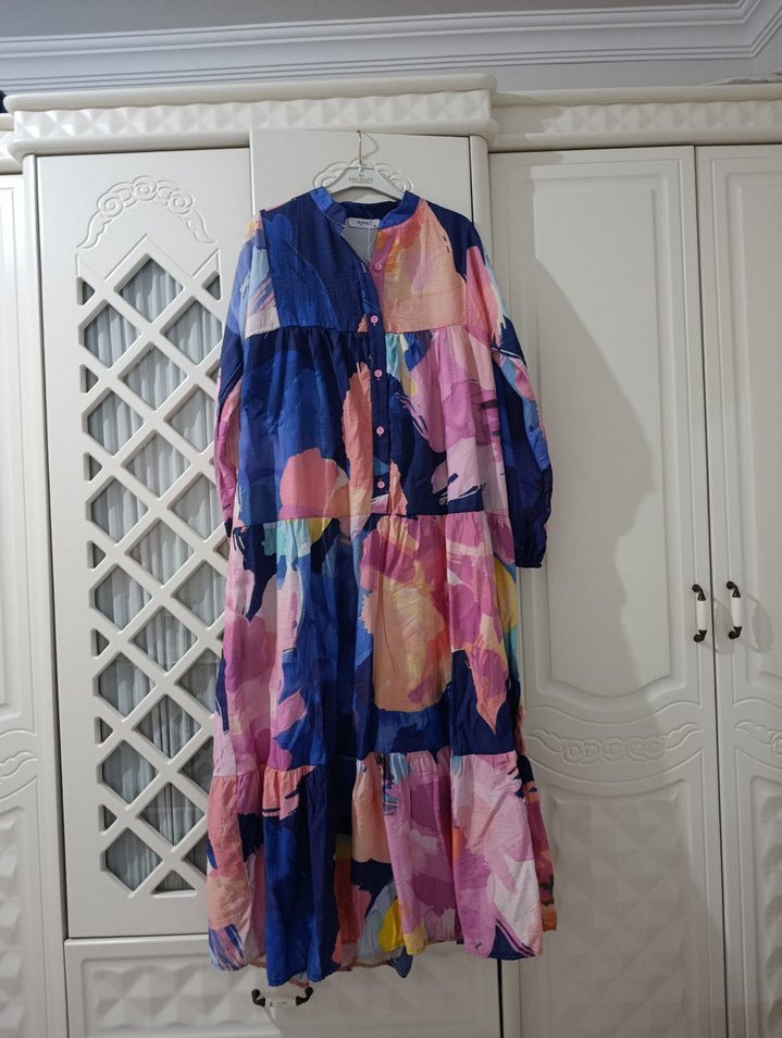 Kadın Çok Renkli Uzun Elbise - Görsel 2