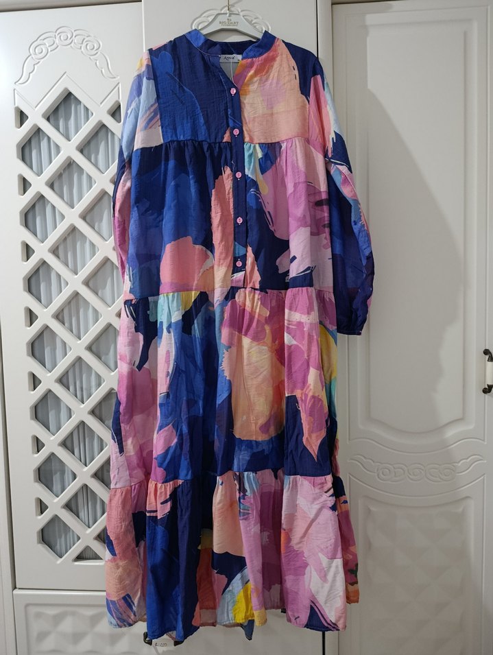 Kadın Çok Renkli Uzun Elbise - Görsel 5