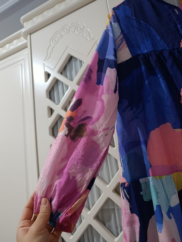 Kadın Çok Renkli Uzun Elbise - Görsel 4