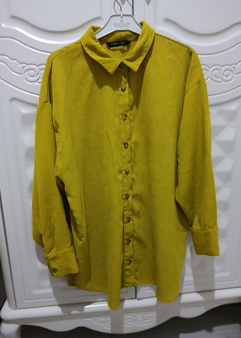 Sarı Düğmeli Keten Gömlek - Görsel 5